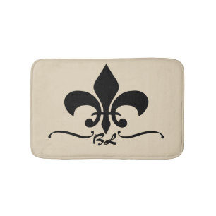 Fleur de Lis Monogram Bath Mat