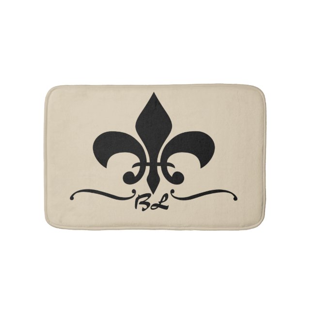 Fleur de Lis Monogram Bath Mat (Front)