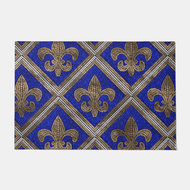 Fleur-de-lis mosaic tile pattern doormat (Front)