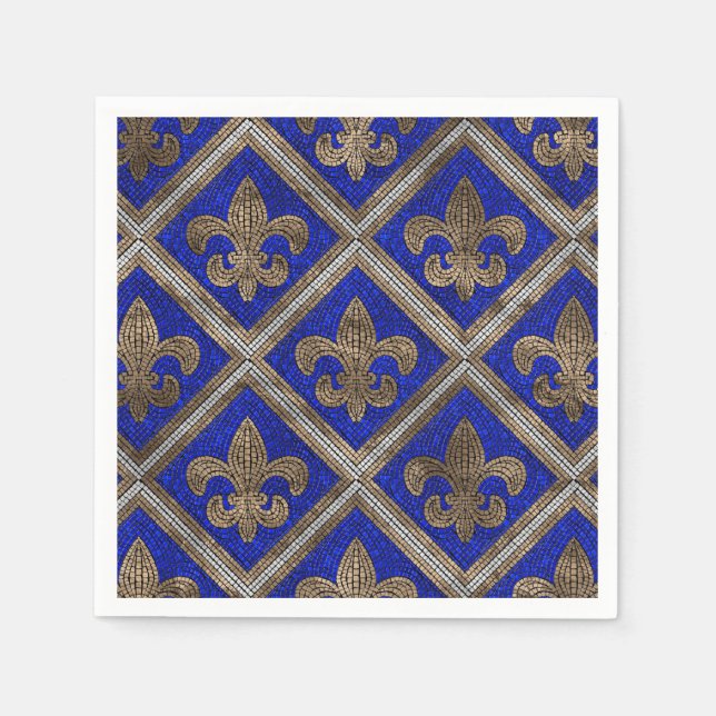 Fleur-de-lis mosaic tile pattern napkin (Front)