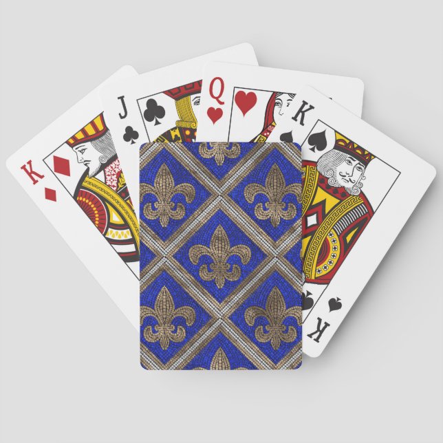 Fleur-de-lis mosaic tile pattern playing cards (Back)