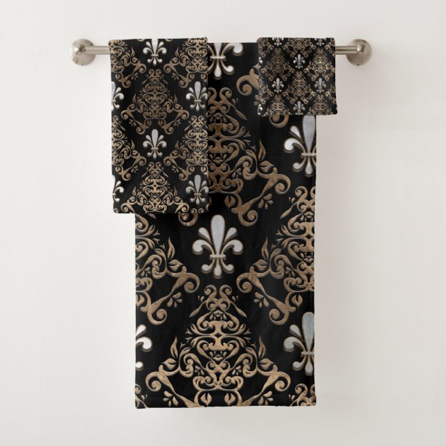 Fleur de lis motif perle et or (En situation)
