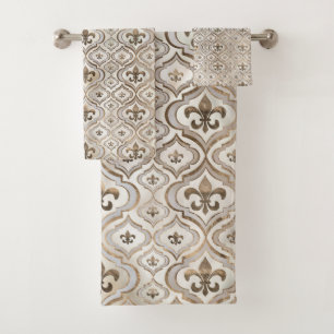 Fleur de lis motif perle et or