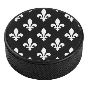 Fleur de Lis Motif, Royal French, Blanc sur Noir