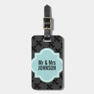 Fleur de lis Mr and Mrs travel luggage tags