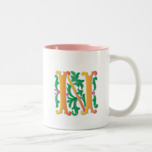 Fleur-de-lis N Monogram Two-Tone Coffee Mug