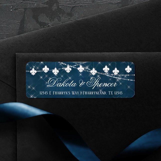 Fleur de Lis Navy Blue Lights | Rustic Address (Creator Uploaded)