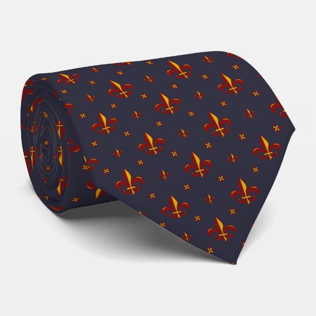 Fleur De Lis Neck Tie (Rolled)