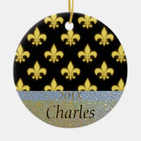 Fleur de Lis New Orleans Black Gold Personalized