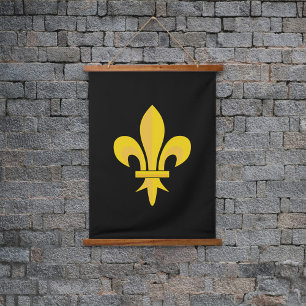 Fleur de Lis on Black Hanging Tapestry