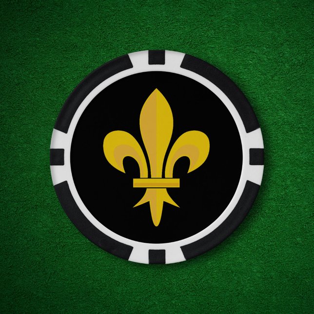 Fleur de Lis on Black Poker Chips (Fleur de Lis on Black Poker Chips)