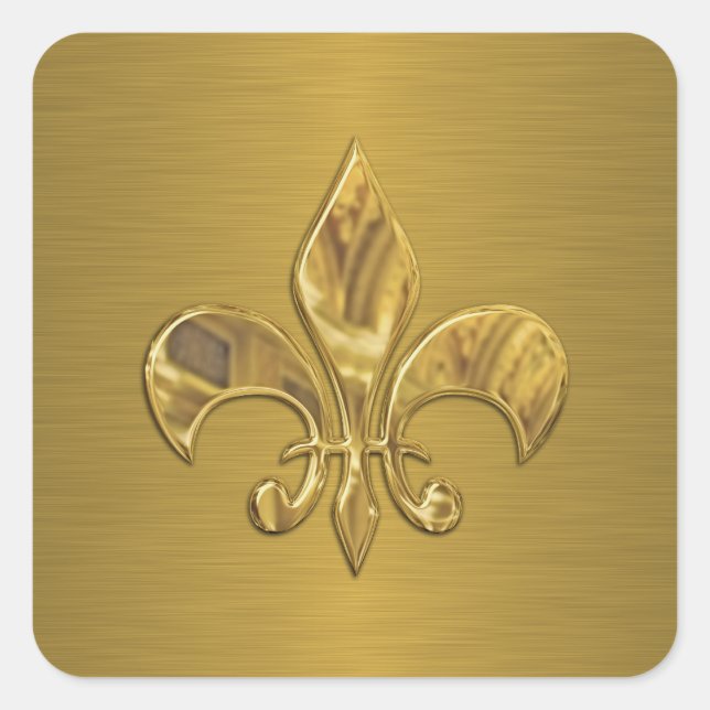 Fleur de Lis on Gold Background Square Sticker (Front)