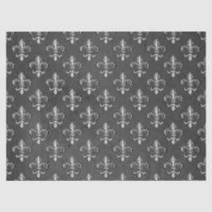 Fleur De Lis on Grey Decoupage Tissue Paper