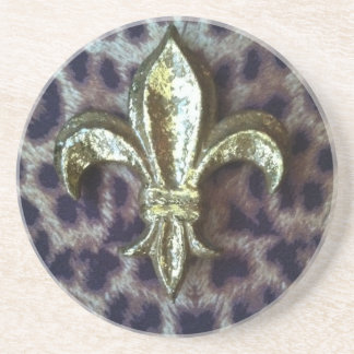 Fleur de lis on leopard coaster