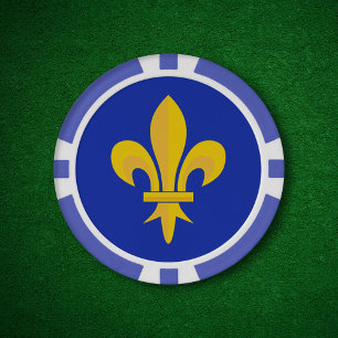 Fleur de Lis on Royal Blue Poker Chips