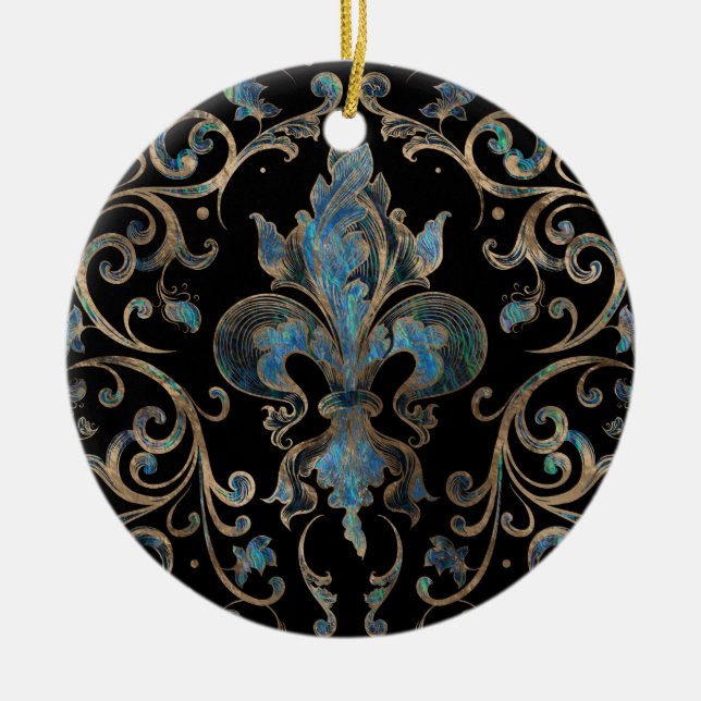 Fleur-de-lis ornament Abalone Shell and Gold (Front)