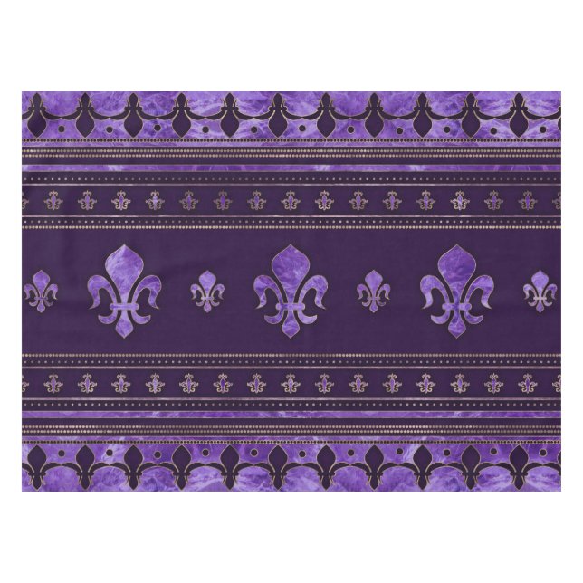 Fleur-de-lis ornament Amethyst purple Tablecloth (Front (Horizontal))