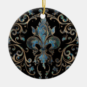 Fleur de lis ornement Abalone Shell et Or