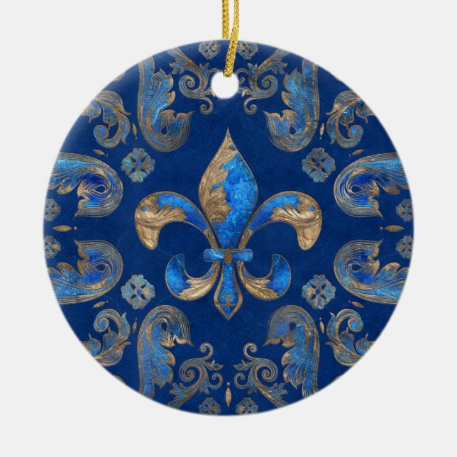 Fleur de lis ornement de luxe - marbre bleu (Devant)