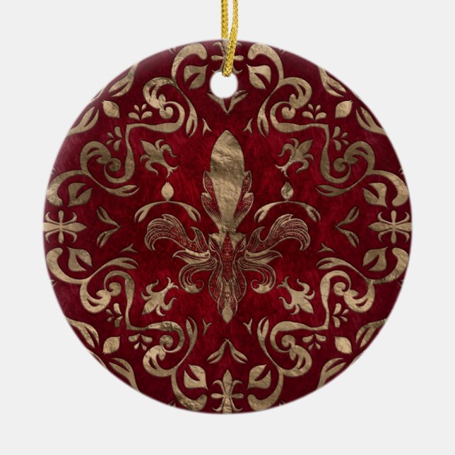 Fleur de lis ornement Rouge et Or (Devant)