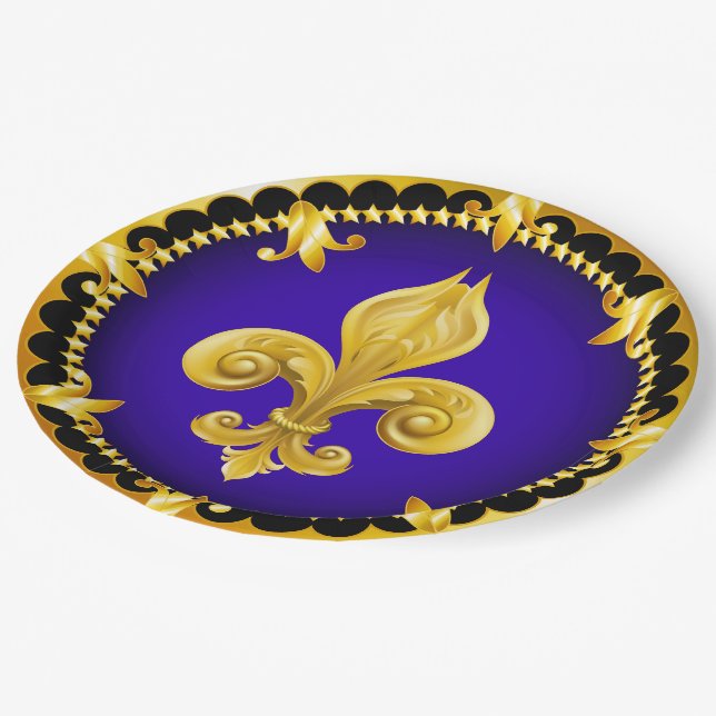 Fleur de Lis Party Goods Paper Plate (Angled)