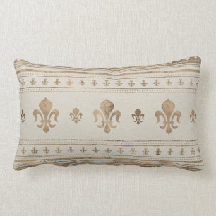 Fleur-de-lis Pastel Gold Lumbar Pillow