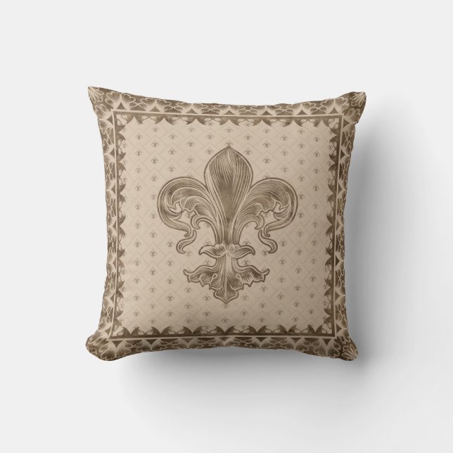 Fleur-de-lis - Pastel Gold Throw Pillow (Front)