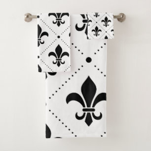 Fleur De Lis Pattern Bath Towel Set