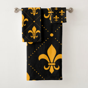 Fleur-de-Lis Pattern Bath Towel Set