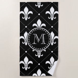 Fleur De Lis Pattern Beach Towel