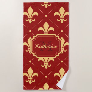 Fleur-de-lis Pattern Beach Towel