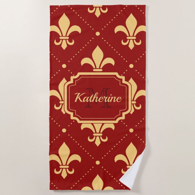 Fleur-de-lis Pattern Beach Towel (Front)