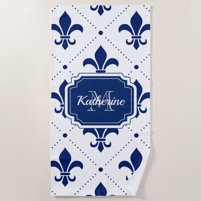 Fleur-de-lis Pattern Beach Towel (Front)