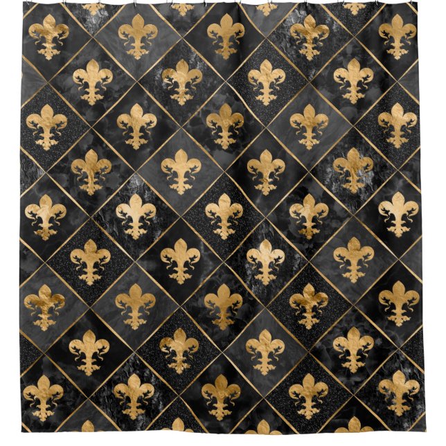 Fleur-de-lis pattern Black Marble and Gold (Front)