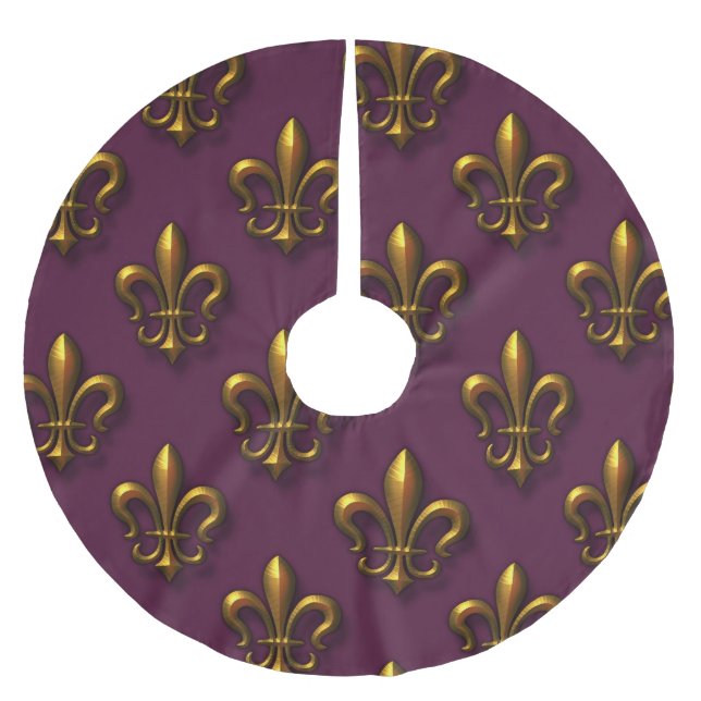 Fleur De Lis Pattern Brushed Polyester Tree Skirt (Front)