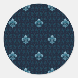 Fleur De Lis Pattern Classic Round Sticker