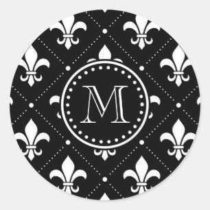 Fleur De Lis Pattern Classic Round Sticker