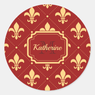 Fleur-de-lis Pattern Classic Round Sticker