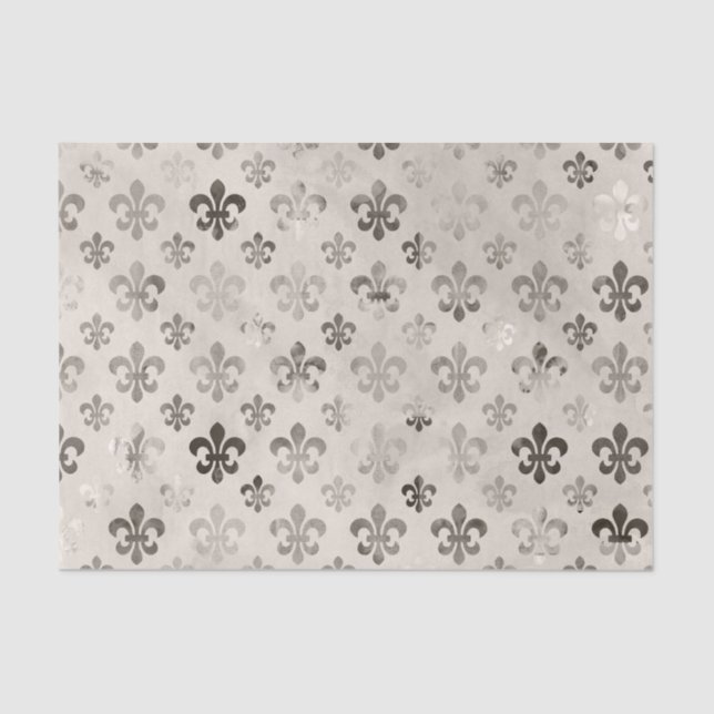 Fleur De Lis Pattern Distressed Decoupage Tissue Paper (Front)