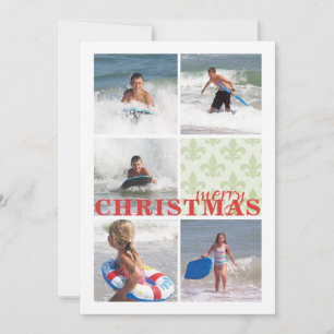 Fleur de lis pattern Double Sided Multi Photo Card