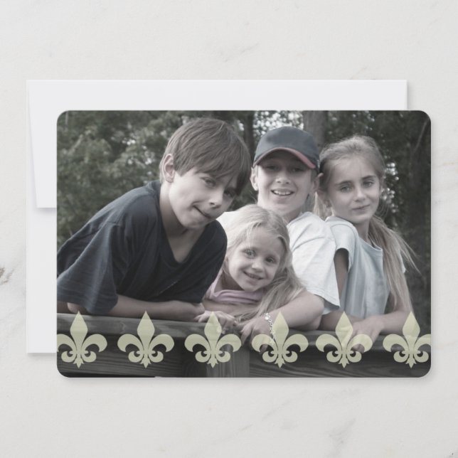 Fleur de Lis Pattern Double Sided Photo Card (Front)