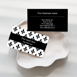 Fleur de Lis Pattern, French, Royal, Black Business Card