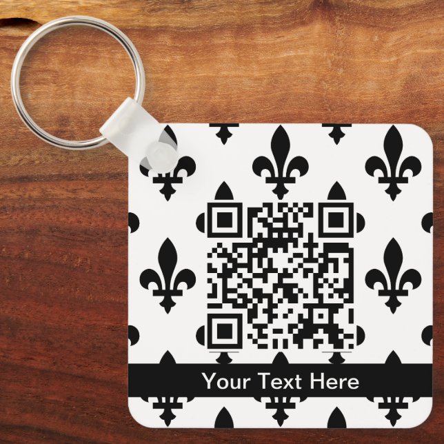 Fleur de Lis Pattern, French, Royal, Black Keychain (Front)