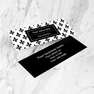 Fleur de Lis Pattern, French, Royal, Black Mini Business Card