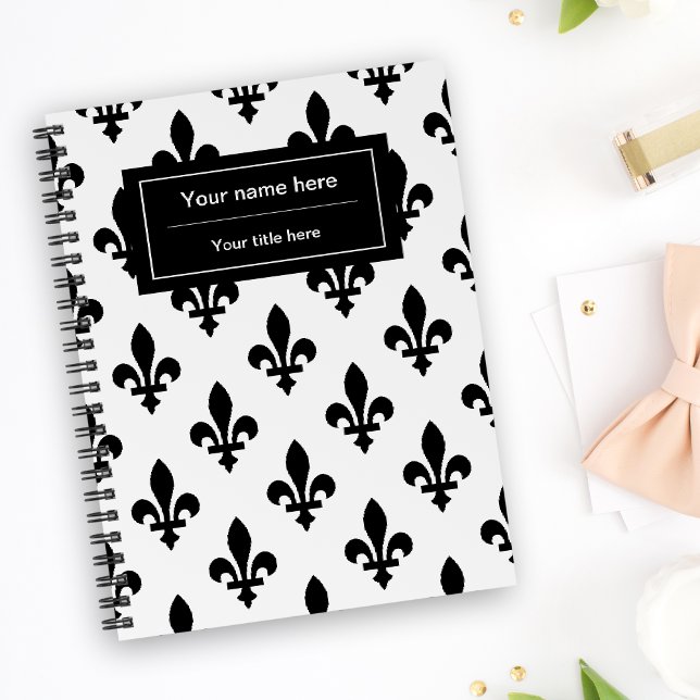 Fleur de Lis Pattern, French, Royal, Black Notebook (Creator Uploaded)