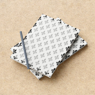 Fleur de Lis Pattern, French, Royal, Black Notepad