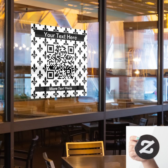 Fleur de Lis Pattern, French, Royal, Black Window Cling (Restaurant Window)