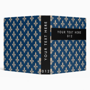 Fleur de Lis Pattern, French, Royal, Cream, Blue Binder