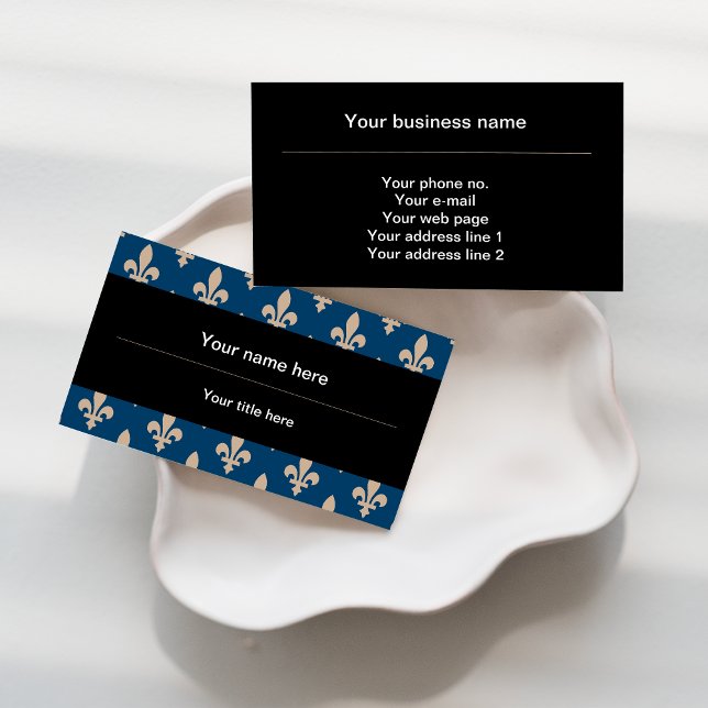 Fleur de Lis Pattern, French, Royal, Cream, Blue Business Card (Creator Uploaded)