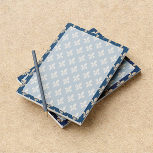 Fleur de Lis Pattern, French, Royal, Cream, Blue Notepad